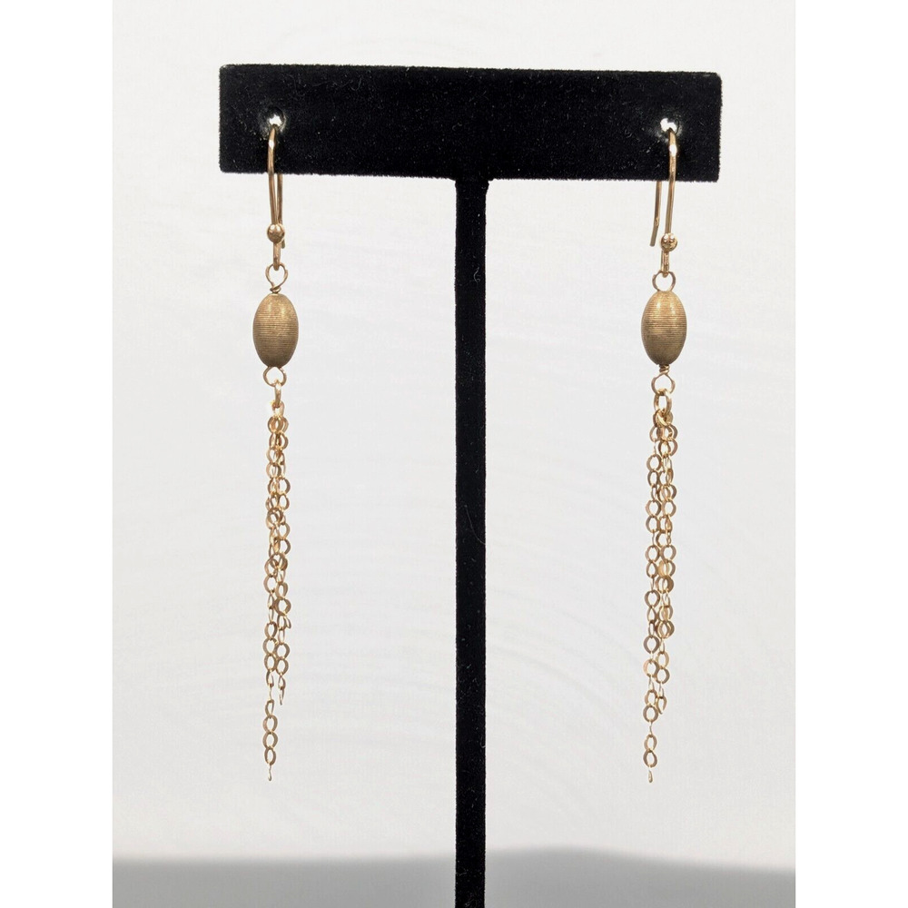 VTG LIRM Italy Gold Over Sterling Silver 925 Ribbed Chain Tassel Earrings‎